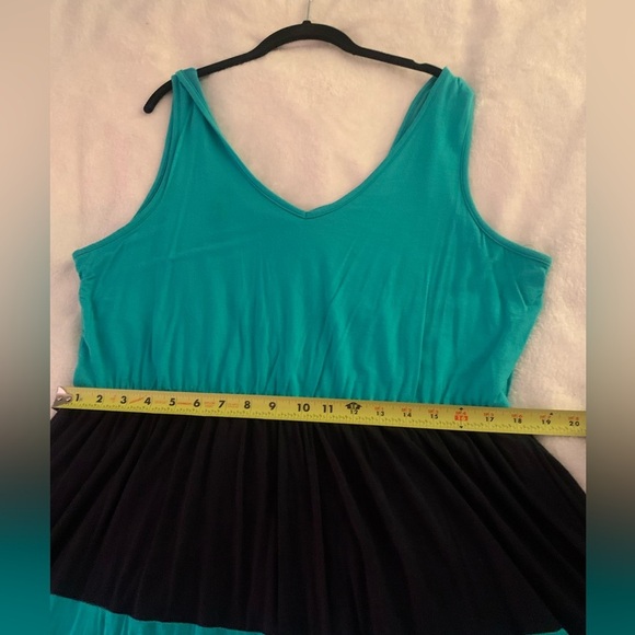 ModCloth Pink Owl Apparel Teal and Navy Striped Color Block Dress 1X - Picture 7 of 9